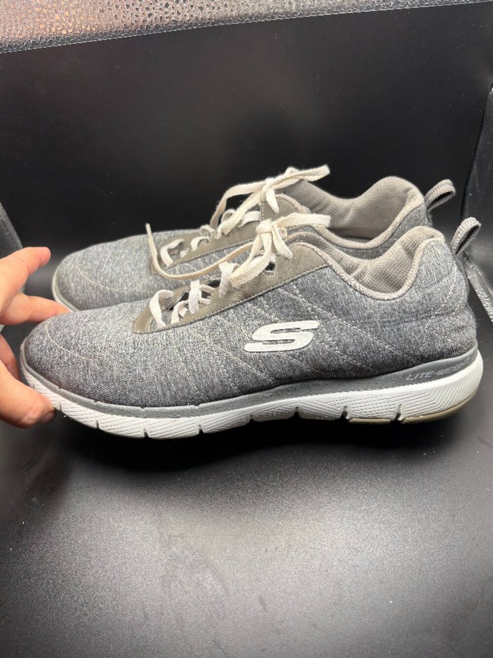 Skechers Memory Foam Sneakers Womens 11 Gray Lite Weight Walking Shoes Comfort